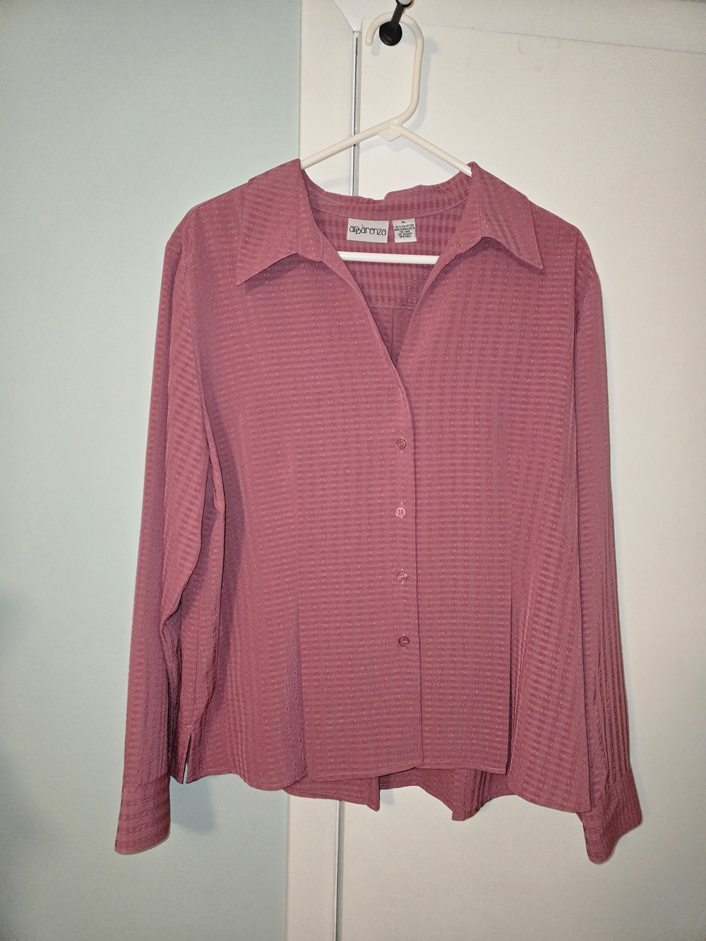 Apparenza Dusty Rose Button-Down Textured Blouse